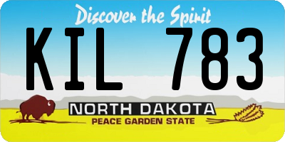 ND license plate KIL783