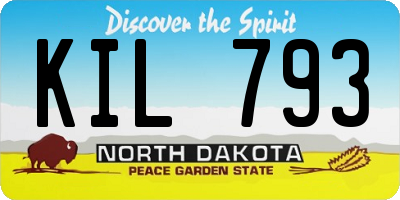 ND license plate KIL793
