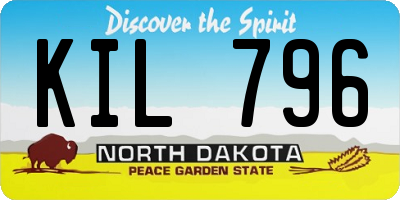 ND license plate KIL796