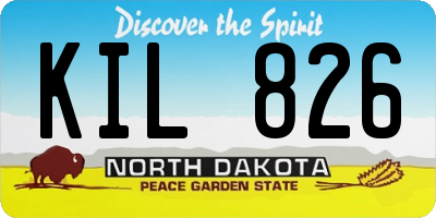 ND license plate KIL826