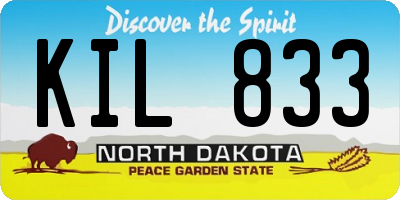 ND license plate KIL833