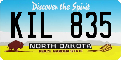 ND license plate KIL835