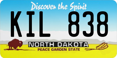 ND license plate KIL838