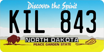 ND license plate KIL843