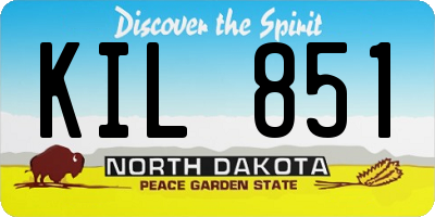 ND license plate KIL851