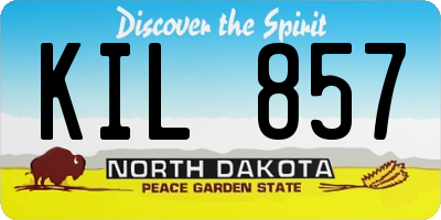 ND license plate KIL857