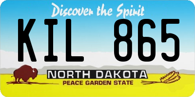 ND license plate KIL865
