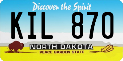 ND license plate KIL870