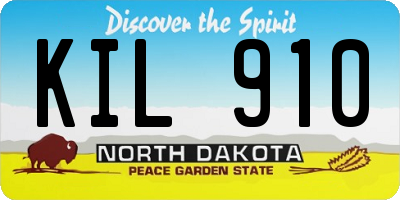 ND license plate KIL910