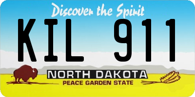 ND license plate KIL911