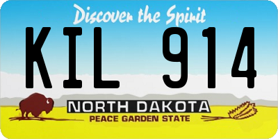 ND license plate KIL914