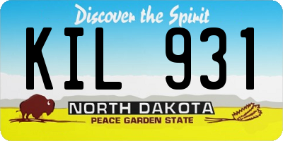 ND license plate KIL931