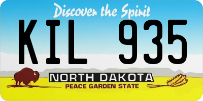 ND license plate KIL935