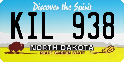 ND license plate KIL938