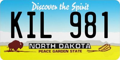 ND license plate KIL981