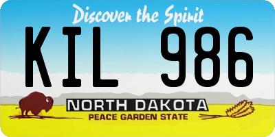 ND license plate KIL986