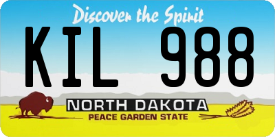 ND license plate KIL988
