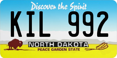 ND license plate KIL992