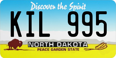 ND license plate KIL995
