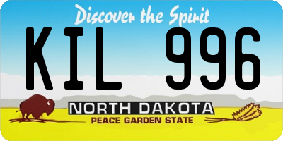 ND license plate KIL996