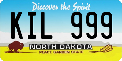 ND license plate KIL999