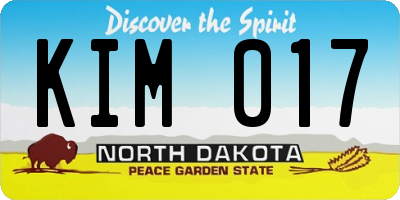 ND license plate KIM017