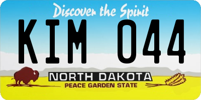 ND license plate KIM044