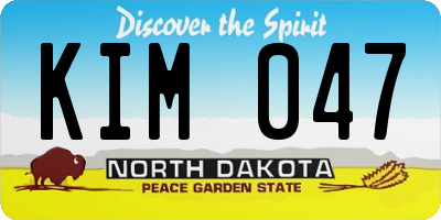 ND license plate KIM047
