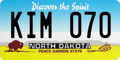 ND license plate KIM070