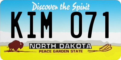 ND license plate KIM071