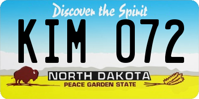 ND license plate KIM072