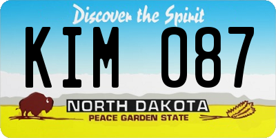 ND license plate KIM087