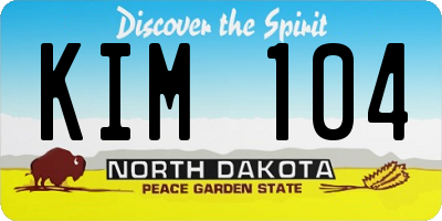 ND license plate KIM104