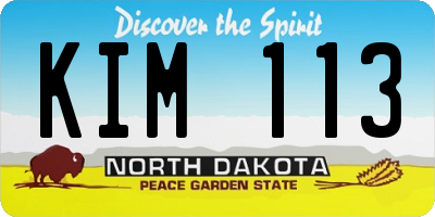 ND license plate KIM113