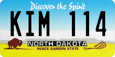 ND license plate KIM114