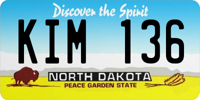 ND license plate KIM136