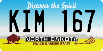 ND license plate KIM167