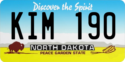 ND license plate KIM190