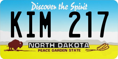ND license plate KIM217