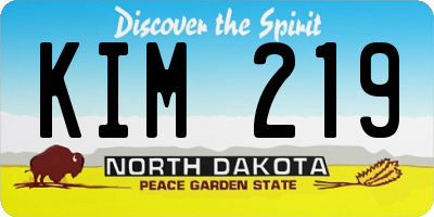ND license plate KIM219