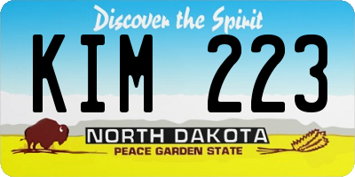 ND license plate KIM223