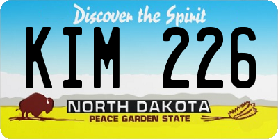 ND license plate KIM226