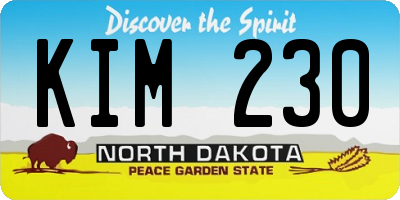 ND license plate KIM230