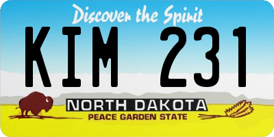 ND license plate KIM231