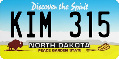 ND license plate KIM315