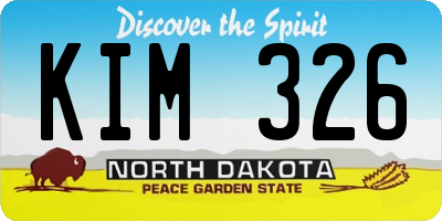 ND license plate KIM326