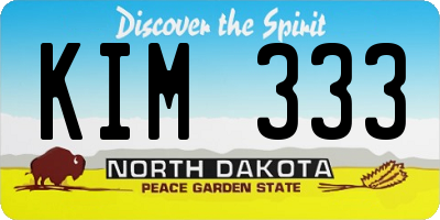 ND license plate KIM333