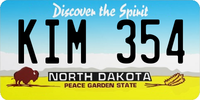 ND license plate KIM354
