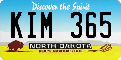 ND license plate KIM365