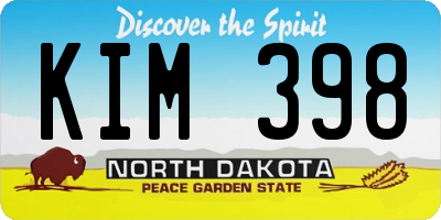 ND license plate KIM398